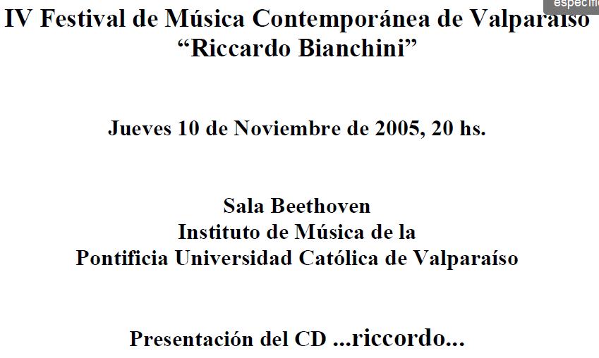 Festival Internacional de música contemporánea “Riccardo Bianchini”